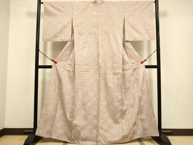 平和屋着物▽上質なお召 単衣 風通織 楓文 正絹 逸品 DABJ3698du