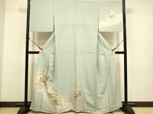 平和屋着物▽訪問着 単衣 流水花文 暈し染め 金彩 正絹 逸品 DABJ3699du