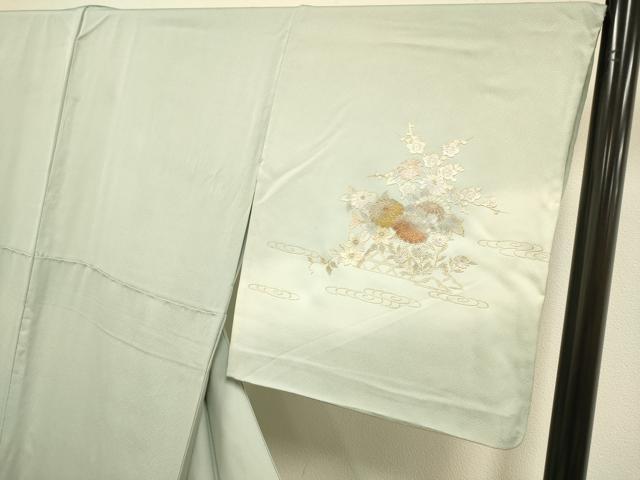 平和屋着物▽訪問着 単衣 流水花文 暈し染め 金彩 正絹 逸品 DABJ3699du