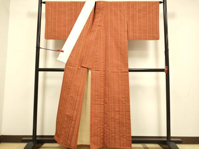 平和屋着物▽上質な紬 単衣 吉祥間道 正絹 逸品 DABJ3705du