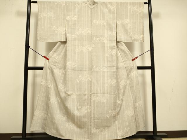平和屋着物▽本塩沢 単衣 110亀甲 草花文 正絹 逸品 未使用 DABJ3712du