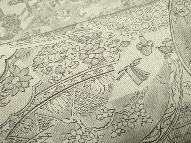平和屋着物▽上質な小紋 単衣 紬地 吉祥花文 正絹 逸品 DABJ3716du