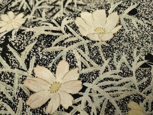平和屋着物▽上質な小紋 単衣 草花文 たたき染め 金彩 正絹 逸品 DABJ3720du