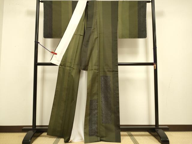 平和屋着物▽本場染大島紬 訪問着 単衣 花鳥間道 正絹 逸品 DABJ3729du