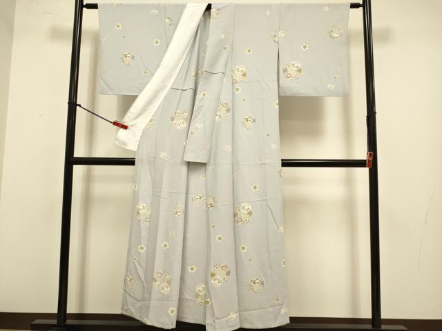 平和屋着物▽上質な小紋 単衣 花丸文 兎 正絹 逸品 DABJ3743du