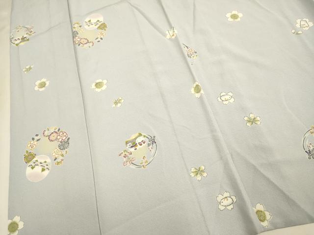 平和屋着物▽上質な小紋 単衣 花丸文 兎 正絹 逸品 DABJ3743du