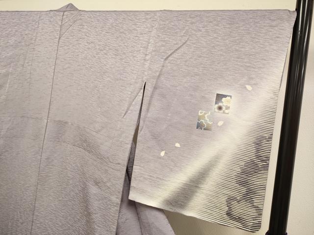 平和屋着物▽訪問着 単衣 駒刺繍 色紙舞桜文 暈し染め ロング丈 正絹 逸品 DABJ3744du