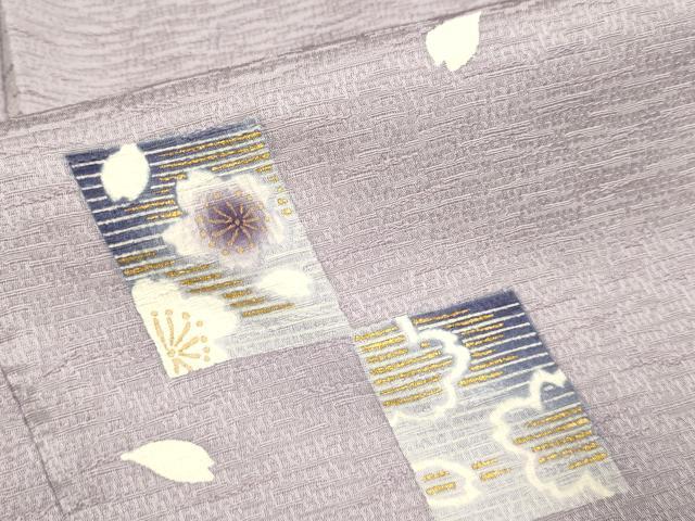 平和屋着物▽訪問着 単衣 駒刺繍 色紙舞桜文 暈し染め ロング丈 正絹 逸品 DABJ3744du