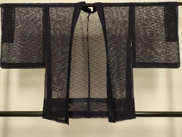 平和屋着物▽羽織 スリーシーズン 春夏秋 塵除け 変わり縞 濃鼠色 正絹 逸品 未使用 DABJ3749du