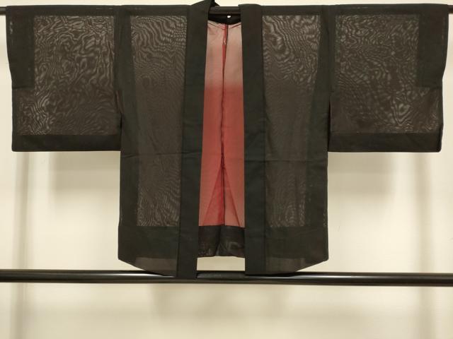 平和屋着物▽羽織 スリーシーズン 春夏秋 塵除け 黒地 正絹 逸品 DABJ3750du