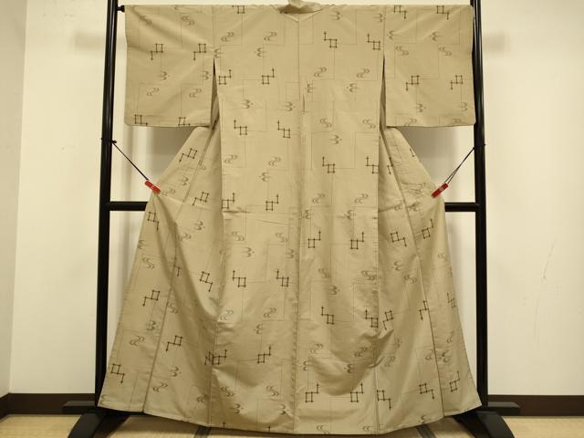平和屋着物▽上質な紬 単衣 琉球絣文様 正絹 逸品 DABJ3760du