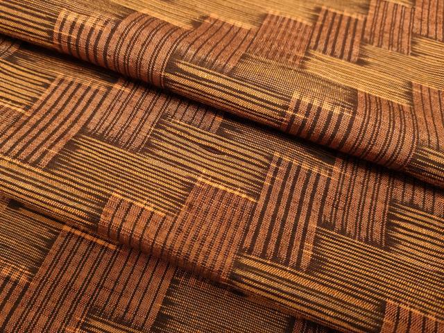 平和屋着物▽上質な紬 単衣 幾何学文様 正絹 逸品 DABJ3762du