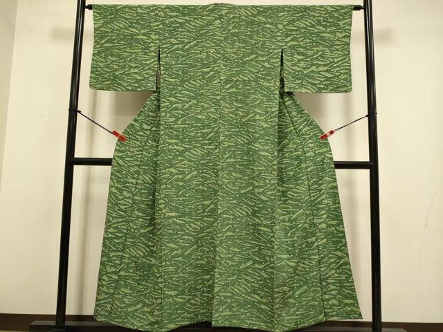 平和屋着物▽上質な小紋 単衣 ろうけつ染め 抽象文様 正絹 逸品 DABJ3767du