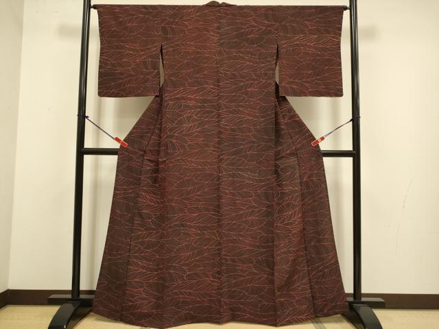 平和屋着物▽上質な小紋 単衣 葉尽くし 両面染め 正絹 逸品 DABJ3769du