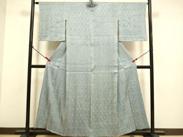 平和屋着物▽名門 藤娘きぬたや・総絞り 杢目絞り 小紋 単衣 正絹 逸品 未使用 DABJ3790du