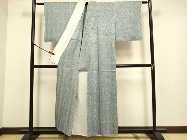 平和屋着物▽名門 藤娘きぬたや・総絞り 杢目絞り 小紋 単衣 正絹 逸品 未使用 DABJ3790du