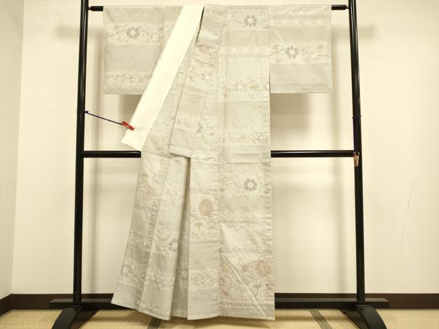 平和屋着物▽中国三大刺繍 スワトウ刺繍 汕頭刺繍 総刺繍 本場縞大島紬 単衣 横段花文 正絹 逸品 DABJ3792du