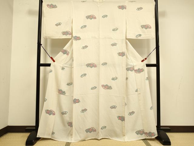 平和屋着物▽上質な小紋 単衣 地紙重ね花文 金彩 正絹 逸品 DABJ3809du