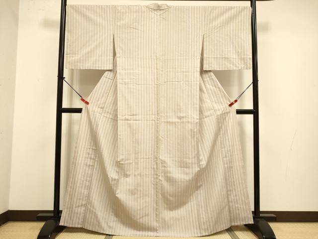 平和屋着物▽上質な紬 単衣 縞 阪急百貨店扱い 正絹 逸品 DABJ3822du