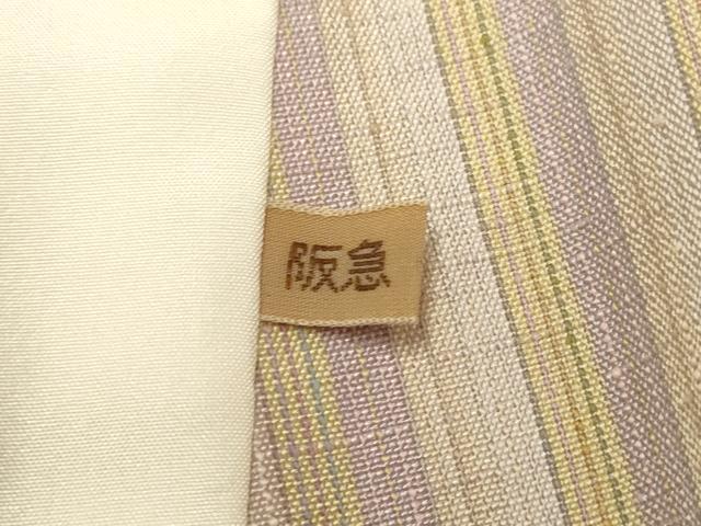 平和屋着物▽上質な紬 単衣 縞 阪急百貨店扱い 正絹 逸品 DABJ3822du