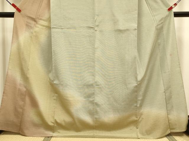 平和屋着物▽本塩沢 やまだ織 訪問着 単衣 染色作家 桐村博 霞文 証紙付き 正絹 逸品 DABJ3843du