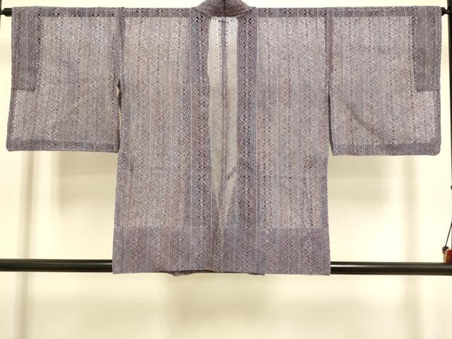 平和屋着物▽道中着 スリーシーズン 春夏秋 塵除け 本場奄美大島本金箔二重織泥染 間道 証紙付き 正絹 逸品 DABJ3849du