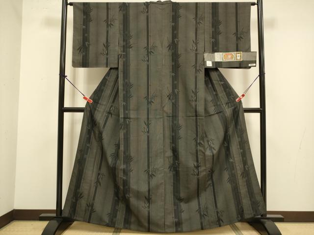 平和屋着物▽大島紬 単衣 笹竹間道 証紙付き 正絹 逸品 未使用 DABJ3853du