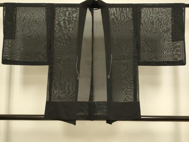 平和屋着物▽羽織 スリーシーズン 春夏秋 塵除け 黒地 正絹 逸品 DABJ3863du