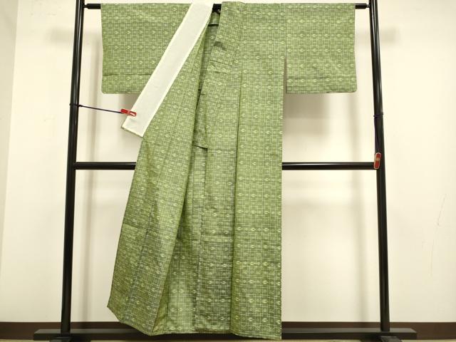 平和屋着物▽上質な紬 単衣 琉球絣文様 正絹 逸品 DABJ3872du