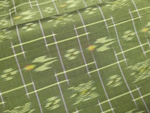 平和屋着物▽上質な紬 単衣 琉球絣文様 正絹 逸品 DABJ3872du