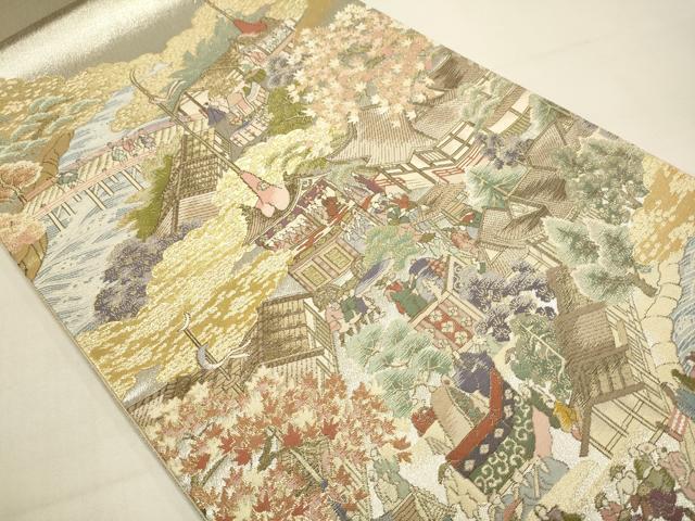 平和屋本店▼六通柄袋帯 洛中洛外 本金箔 正絹 逸品 未使用 DABJ3884du