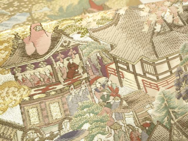 平和屋本店▼六通柄袋帯 洛中洛外 本金箔 正絹 逸品 未使用 DABJ3884du