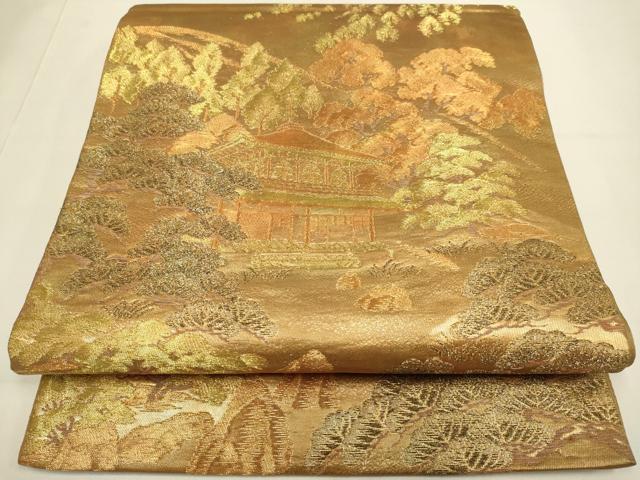 平和屋本店▼六通柄袋帯 風景文 純金箔 鈴乃屋扱い 正絹 逸品 DABJ3886du