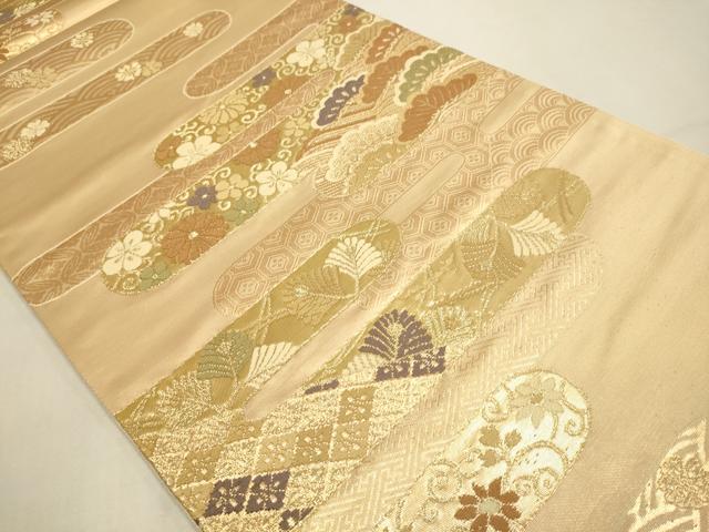 平和屋本店▼西陣 六通柄袋帯 能衣霞文 本金二丁箔 純金 証紙付き 正絹 逸品 未使用 DABJ3888du