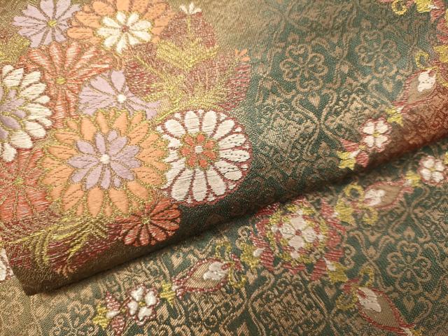 平和屋本店▼六通柄袋帯 花丸文 本金糸 正絹 逸品 DABJ3891du