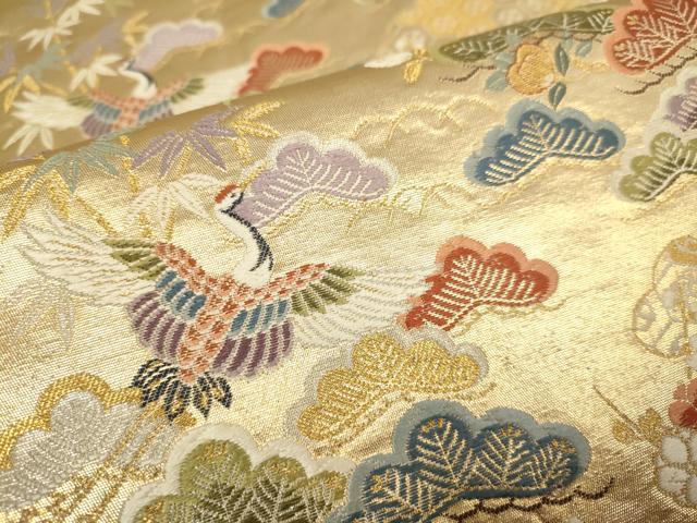 平和屋本店▼六通柄袋帯 松寿慶祥文 本金箔 正絹 逸品 DABJ3894du