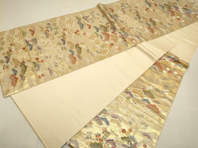 平和屋本店▼六通柄袋帯 松寿慶祥文 本金箔 正絹 逸品 DABJ3894du