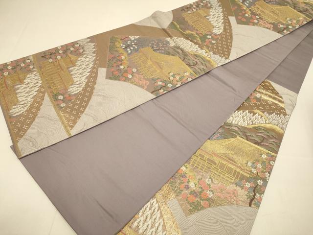 平和屋本店▼六通柄袋帯 風景文 ふたみ 本金箔 正絹 逸品 DABJ3901du
