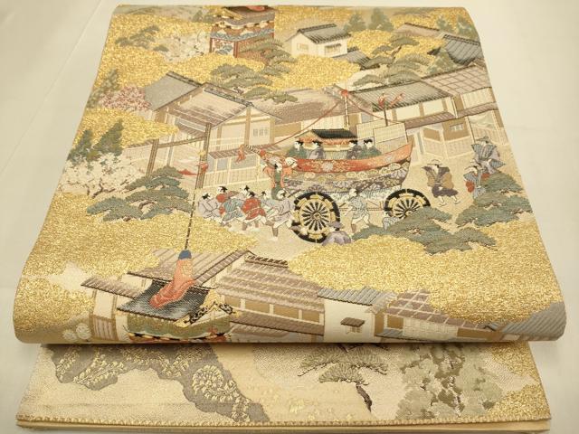 平和屋本店▼全通全景柄袋帯 洛中洛景 本金箔 正絹 逸品 DABJ3902du