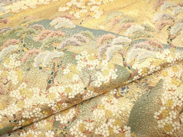 平和屋本店▼西陣 長嶋成織物 ながしま帯 六通柄袋帯 遠山松寿文 本金箔 正絹 逸品 DABJ3906du