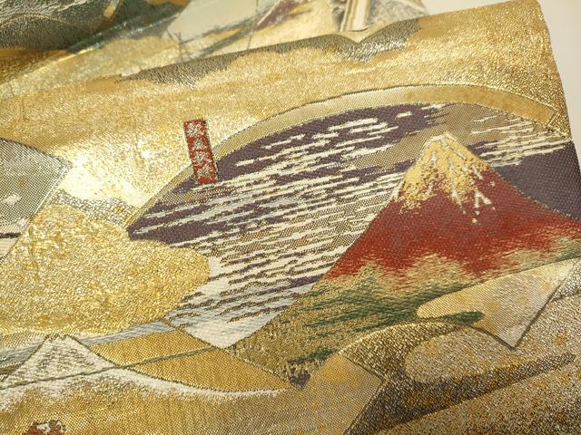 平和屋本店▼全通柄袋帯 冨獄三十景 全三景の壱 本金箔 正絹 逸品 DABJ3928du