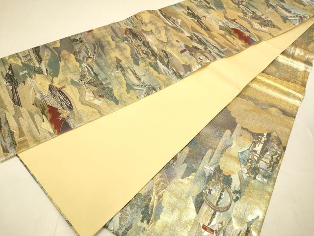 平和屋本店▼全通柄袋帯 冨獄三十景 全三景の壱 本金箔 正絹 逸品 DABJ3928du