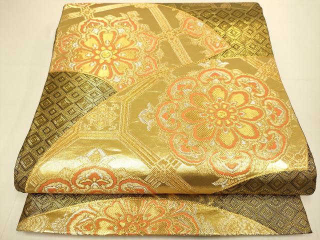 平和屋本店▼佐賀錦 全通柄袋帯 地紙蜀江華文 純金箔 正絹 逸品 DABJ3930du