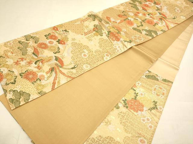 平和屋本店▼六通柄袋帯 鳳凰四季花文 本金箔 正絹 逸品 未使用 DABJ3943du