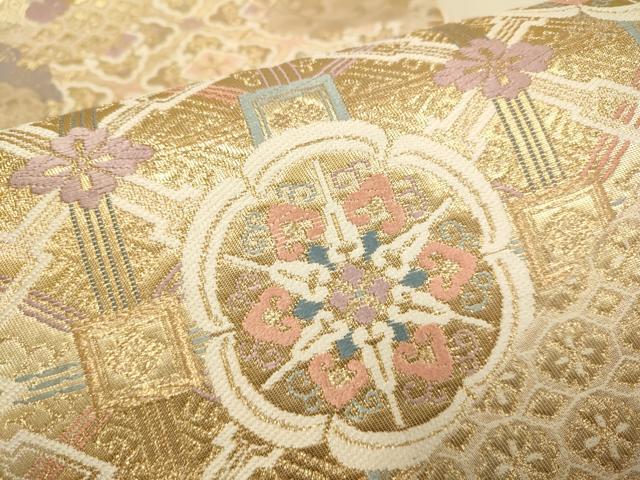 平和屋本店▼六通柄袋帯 正倉院吉祥花文 本金箔二重織 正絹 逸品 DABJ3944du