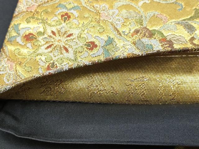 平和屋本店▼六通柄袋帯 正倉院花文 千都伽羅織 本金箔 正絹 逸品 DABJ3945du