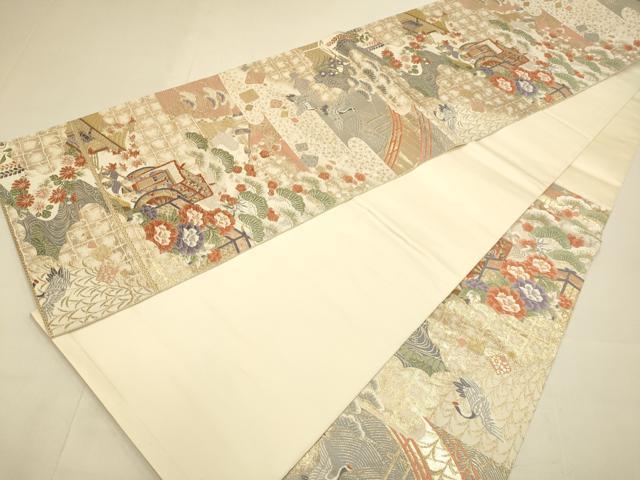 平和屋本店▼六通柄袋帯 唐織 雲取御所車 純金箔 正絹 逸品 DABJ3950du