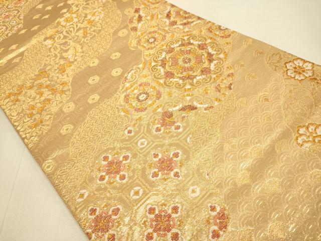 平和屋本店▼六通柄袋帯 正倉院吉祥花文 純金二重箔 正絹 逸品 DABJ3966du