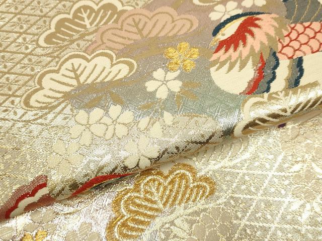 平和屋本店▼佐賀錦 六通柄袋帯 幻彩 鴛鴦松文 純金箔 正絹 逸品 DABJ3967du