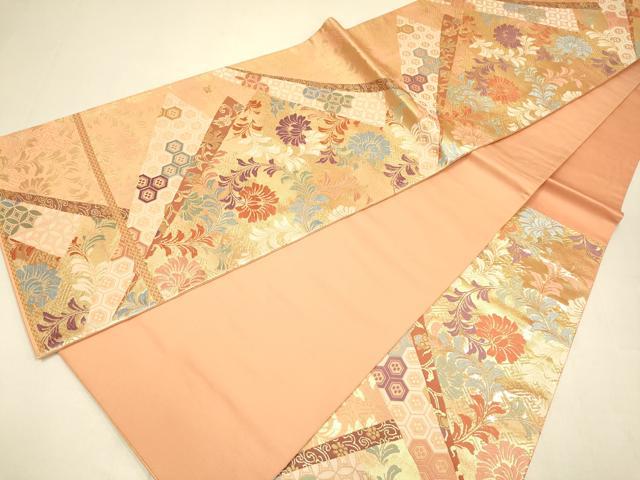 平和屋本店▼六通柄袋帯 唐織 洋花吉祥紋 本金箔錦 二重織 正絹 逸品 DABJ3995du